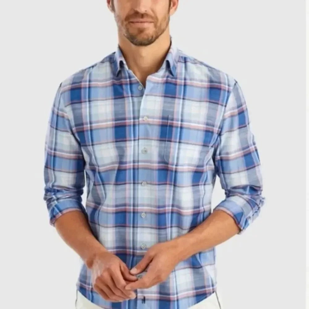 Johnnie O Hangin' Out Mens Fairfield button down 2XL plaid long sleeve VNC